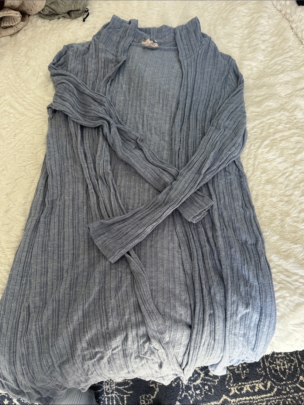 Light Blue Ribbed Women’s Cardigan Sweater